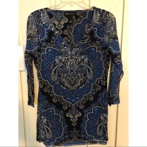 Beautiful Beaded and Mixed Pattern Blouse